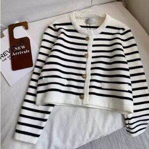 Korean Fashion STYLE Striped Knit Sweater Cardigan ONESIZE NEW WITH TAG!